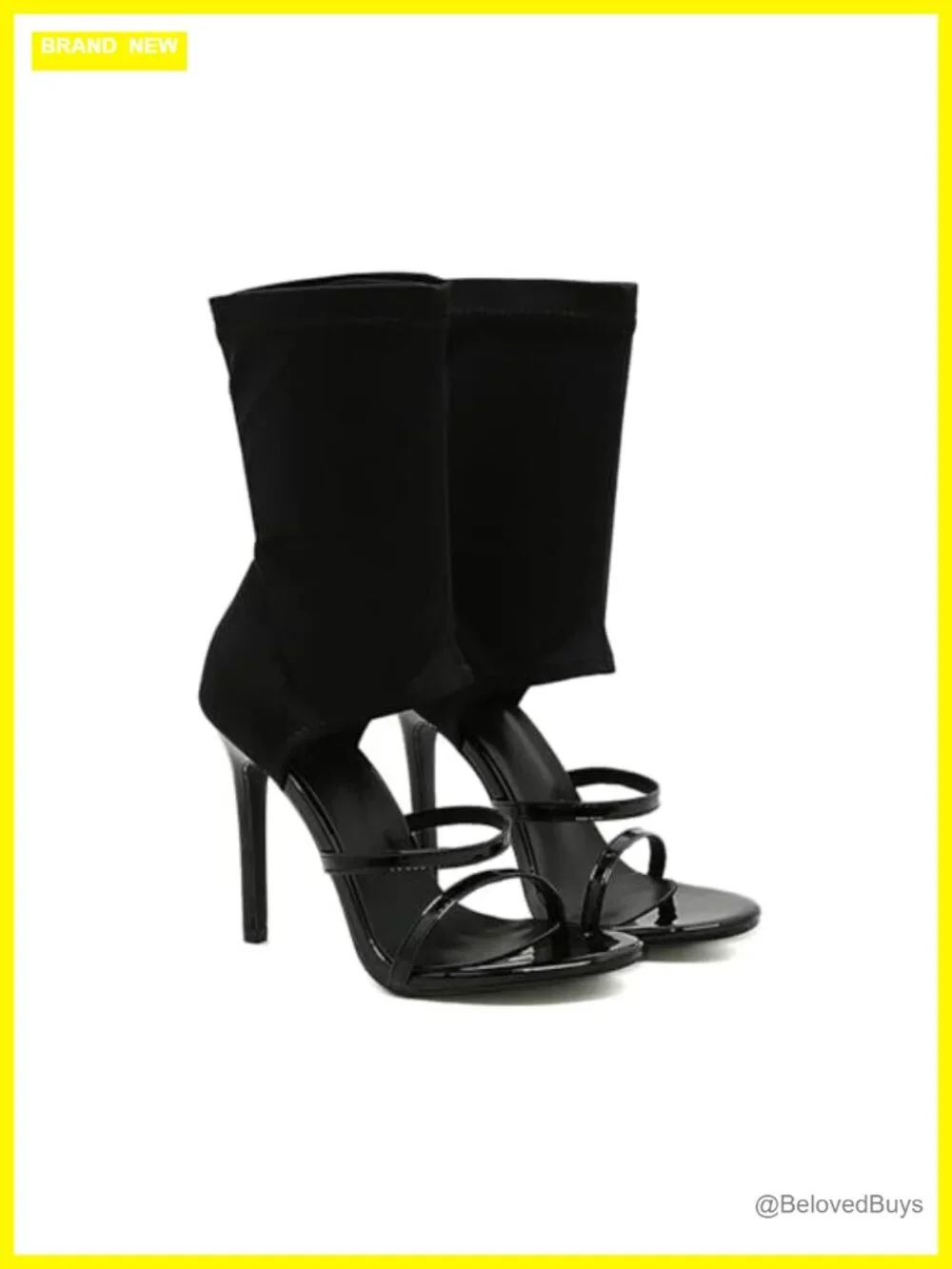 Stiletto Heeled Sandals High Top Elastic Ankle Strap Gladiator Party Shoes